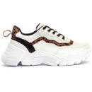 Tênis Sneaker Feminino Chunky Dad Casual Sapatore Branco e Onça