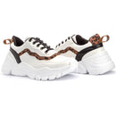 Tênis Sneaker Feminino Chunky Dad Casual Sapatore Branco e Onça