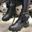 Bota Feminina Coturno Monolith Prada Preta Blogueirinha