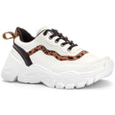 Tênis Sneaker Feminino Chunky Dad Casual Sapatore Branco e Onça